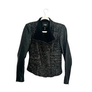 MAJE Leather Alpaca wool biker jacket